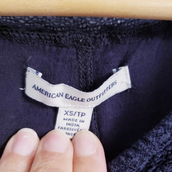American Eagle Navy Blue Lace Embellished Top - Picture 2 of 3